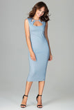 Elegant 7/8 Length Sleeveless Dress with Decorative Neckline
