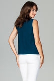 Delicate Sleeveless Blouse with Neck Tie and Back Zip