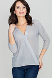 Elegant 3/4 Sleeve Blouse with Envelope Neckline