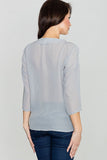 Elegant 3/4 Sleeve Blouse with Envelope Neckline