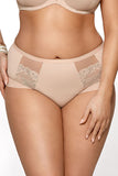 Elegant Beige Microfiber Panties with Lace Inserts