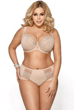Elegant Beige Microfiber Panties with Lace Inserts