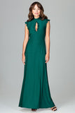 Elegant Maxi Dress with Frills and Back Tie Detail