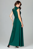 Elegant Maxi Dress with Frills and Back Tie Detail
