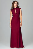 Elegant Maxi Dress with Frills and Back Tie Detail