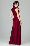 Elegant Maxi Dress with Frills and Back Tie Detail