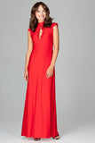 Elegant Flared Maxi Dress with Frill Details