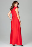 Elegant Flared Maxi Dress with Frill Details