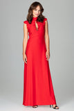 Elegant Flared Maxi Dress with Frill Details