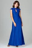 Elegant Fitted Maxi Dress with Decorative Frills