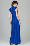 Elegant Fitted Maxi Dress with Decorative Frills
