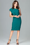 Elegant One Shoulder Ruffle Dress, Fitted Style