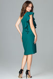 Elegant One Shoulder Ruffle Dress, Fitted Style