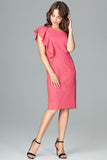 Elegant One Shoulder Ruffle Dress - Zipped & Fitted