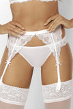 Lace-Trimmed Microfiber Thongs with Satin Bow