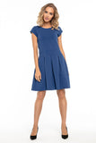 Elegant Short Sleeve Dress with Contrasting Pleats