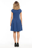 Elegant Short Sleeve Dress with Contrasting Pleats