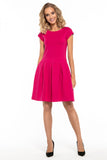 Elegant Dress with Contrasting Pleats and Boat Neckline