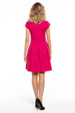Elegant Dress with Contrasting Pleats and Boat Neckline
