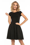 Elegant Dress with Contrasting Pleats and Boat Neckline
