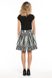 Elegant Dress with Contrasting Pleats and Boat Neckline
