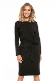 Kimono-Style Cotton Knit Dress with Belt and Pockets