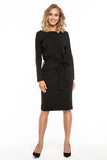 Kimono-Style Cotton Knit Dress with Belt and Pockets