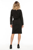 Kimono-Style Cotton Knit Dress with Belt and Pockets