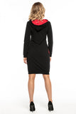 Black Sporty Knit Dress with Hood and Pockets