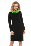 Contrasting Black Cotton Knit Sports Dress with Chimney