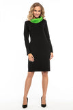 Contrasting Black Cotton Knit Sports Dress with Chimney
