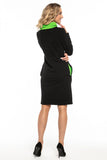 Contrasting Black Cotton Knit Sports Dress with Chimney