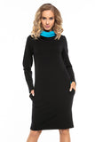 Cotton Knit Black Sports Dress with Contrast Details