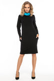 Cotton Knit Black Sports Dress with Contrast Details
