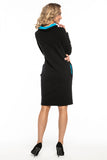 Cotton Knit Black Sports Dress with Contrast Details