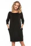 Loose-Fitting Dress with Pockets and Boat Neckline
