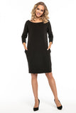 Loose-Fitting Dress with Pockets and Boat Neckline