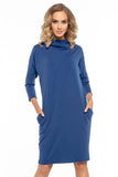 Loose-Fitting Dress with Pockets and Boat Neckline
