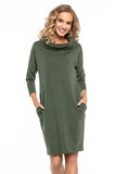 Loose-Fitting Boat Neck Dress with Hip Pockets