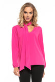 Elegant Chiffon Blouse with Deep Neckline and Tie