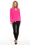 Elegant Chiffon Blouse with Deep Neckline and Tie