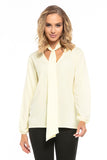 Elegant Chiffon Blouse with Deep Neckline and Tie Detail