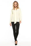 Elegant Chiffon Blouse with Deep Neckline and Tie Detail