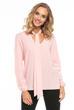 Elegant Deep Neckline Chiffon Blouse with Tie Detail