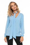 Elegant Chiffon Blouse with Deep Neckline and Tie Detail