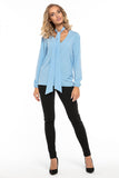 Elegant Chiffon Blouse with Deep Neckline and Tie Detail
