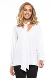 Elegant Chiffon Blouse with Deep Neckline and Tie