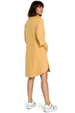 Asymmetrical High Neck Dress with Drawstring Sleeves