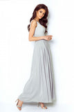 Elegant Chiffon Long Dress with Belted Waist and Smooth Top