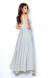 Elegant Chiffon Long Dress with Belted Waist and Smooth Top
